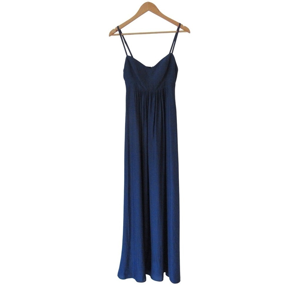 Felicity Coco Colby Woven Maxi Dress Small Navy Blue Sleeveless Cocktail Party